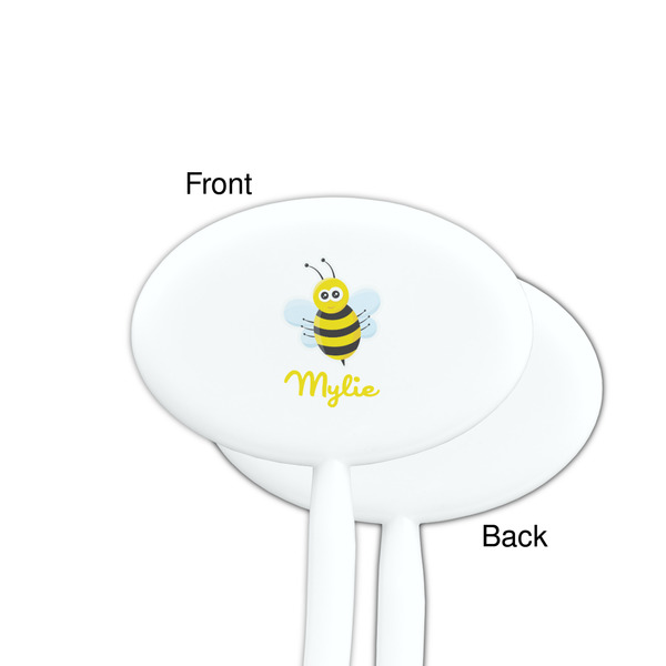 Buzzing Bee White Plastic 7" Stir Stick - Single Sided - Oval - Front & Back