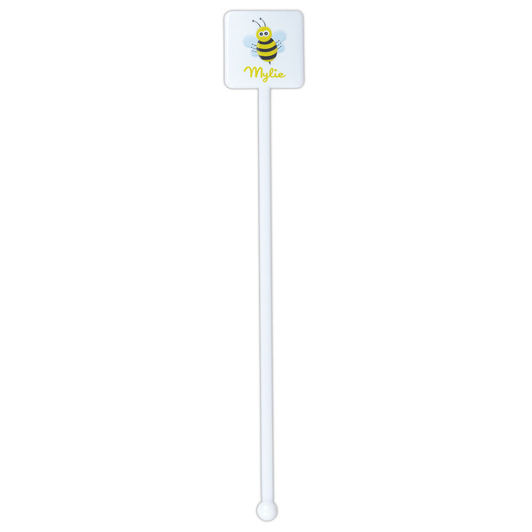 Buzzing Bee White Plastic Stir Stick - Double Sided - Square - Single Stick