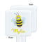 Buzzing Bee White Plastic Stir Stick - Single Sided - Square - Approval