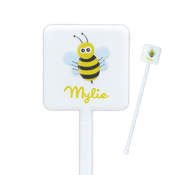 Buzzing Bee Square Plastic Stir Sticks - Double Sided (Personalized)