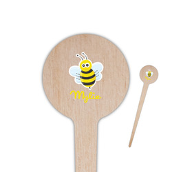 Buzzing Bee 4" Round Wooden Food Picks - Single Sided (Personalized)