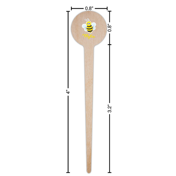 Buzzing Bee Wooden 4" Food Pick - Round - Dimensions