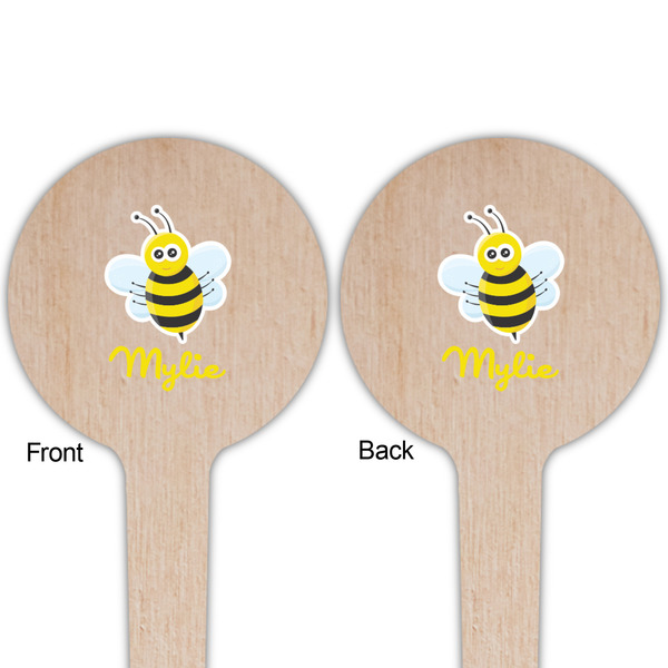 Buzzing Bee Wooden 4" Food Pick - Round - Double Sided - Front & Back