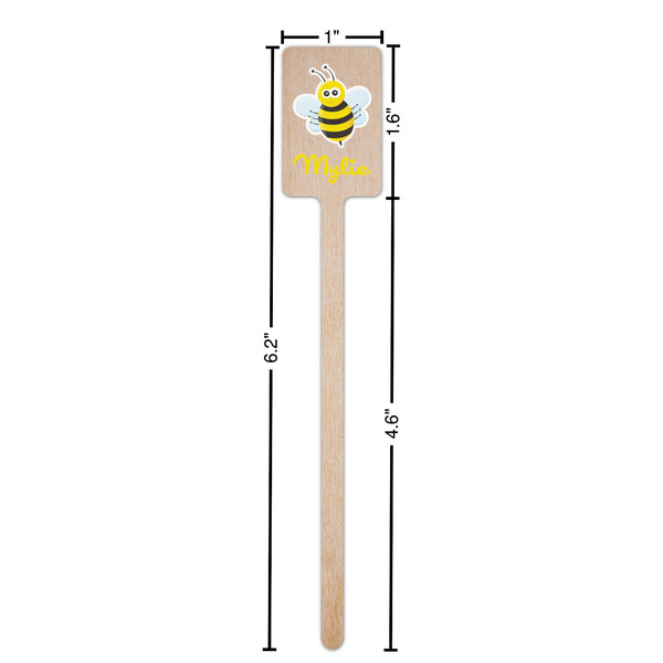 Buzzing Bee Wooden 6.25" Stir Stick - Rectangular - Dimensions