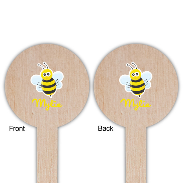 Buzzing Bee Wooden 6" Food Pick - Round - Double Sided - Front & Back