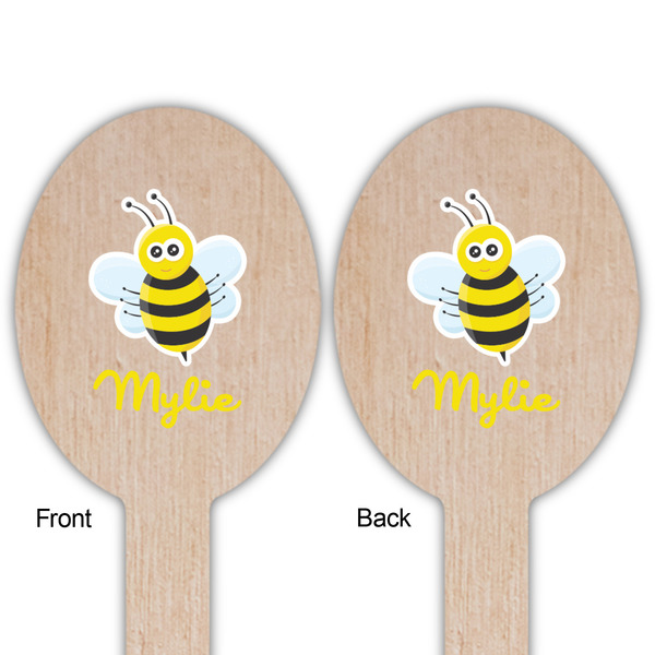 Buzzing Bee Wooden Food Pick - Oval - Double Sided - Front & Back