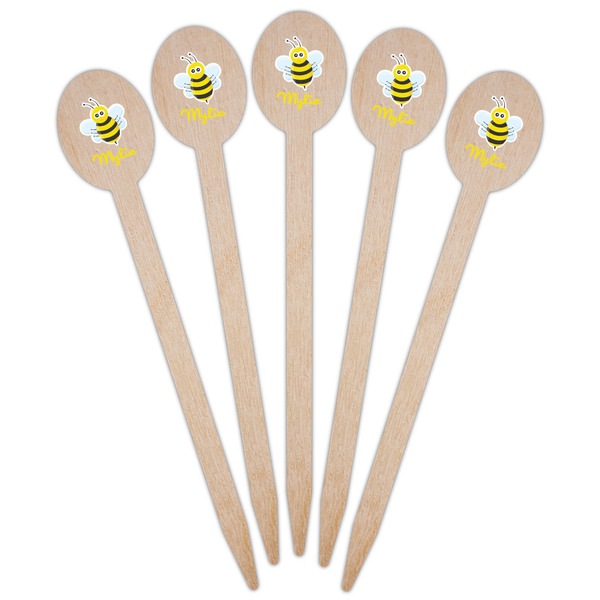 Buzzing Bee Wooden Food Pick - Oval - Fan View