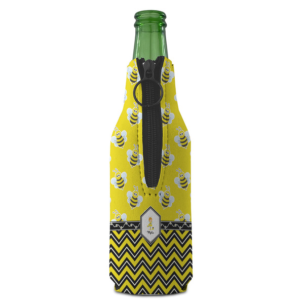 Buzzing Bee Zipper Bottle Cooler - BACK (bottle)