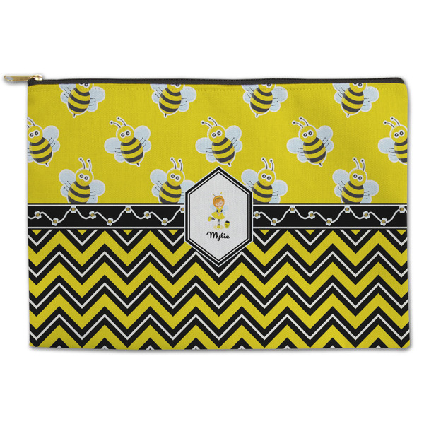 Custom Buzzing Bee Zipper Pouch - Large - 12.5"x8.5" (Personalized)