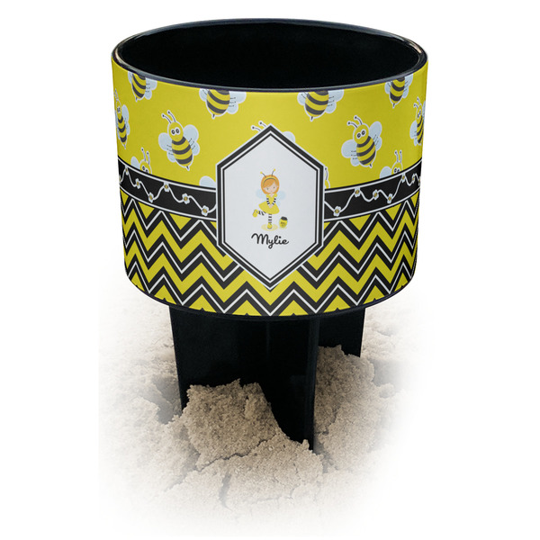 Custom Buzzing Bee Black Beach Spiker Drink Holder (Personalized)