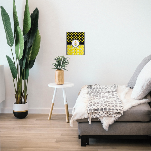 Honeycomb, Bees & Polka Dots 11x14 Wood Print - In Context