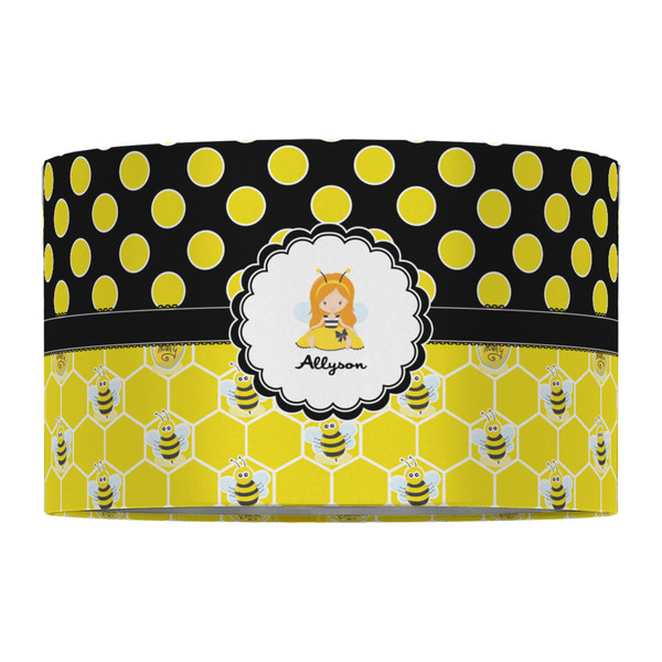 Honeycomb, Bees & Polka Dots 12" Drum Lampshade - FRONT (Fabric)