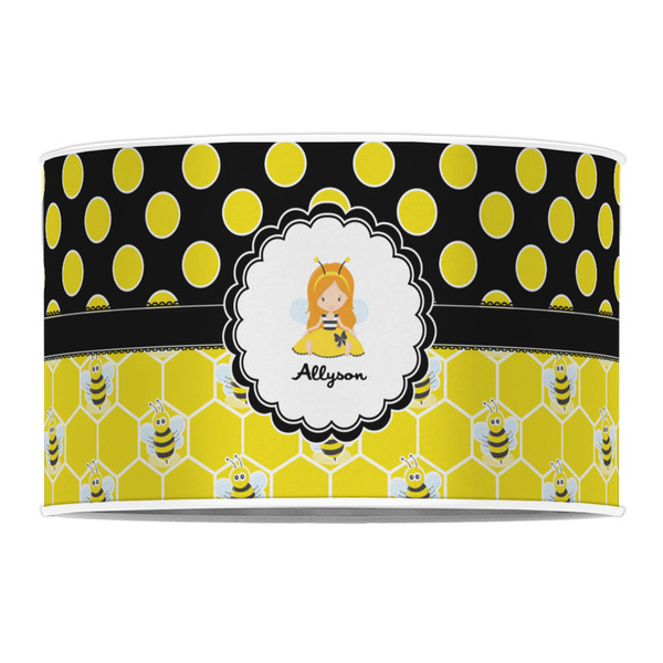 Honeycomb, Bees & Polka Dots 12" Drum Lampshade - FRONT (Poly Film)