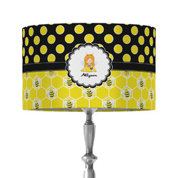 Honeycomb, Bees & Polka Dots 12" Drum Lamp Shade - Fabric (Personalized)