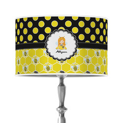 Honeycomb, Bees & Polka Dots 12" Drum Lamp Shade - Poly-film (Personalized)