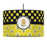 Honeycomb, Bees & Polka Dots 12" Drum Pendant Lamp - Fabric (Personalized)