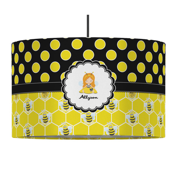 Honeycomb, Bees & Polka Dots 12" Drum Lampshade - PENDANT (Fabric)