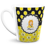 Honeycomb, Bees & Polka Dots 12 Oz Latte Mug (Personalized)