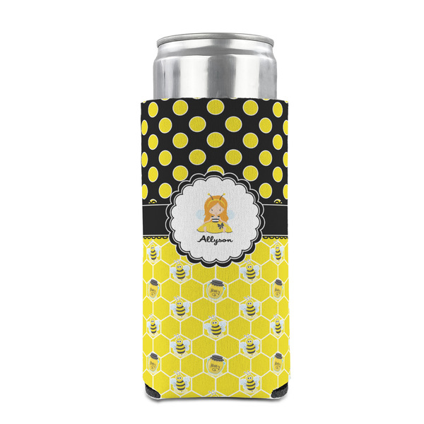 Honeycomb, Bees & Polka Dots 12oz Tall Can Sleeve - FRONT (on can)