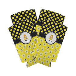Honeycomb, Bees & Polka Dots Can Cooler (tall 12 oz) - Set of 4 (Personalized)