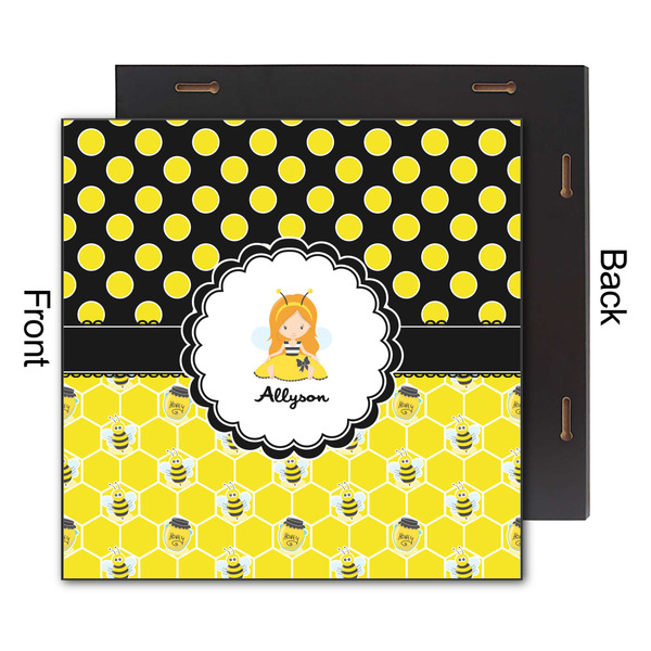 Honeycomb, Bees & Polka Dots 12x12 Wood Print - Front & Back View