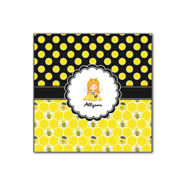 Custom Honeycomb, Bees & Polka Dots Wood Print - 12x12 (Personalized)
