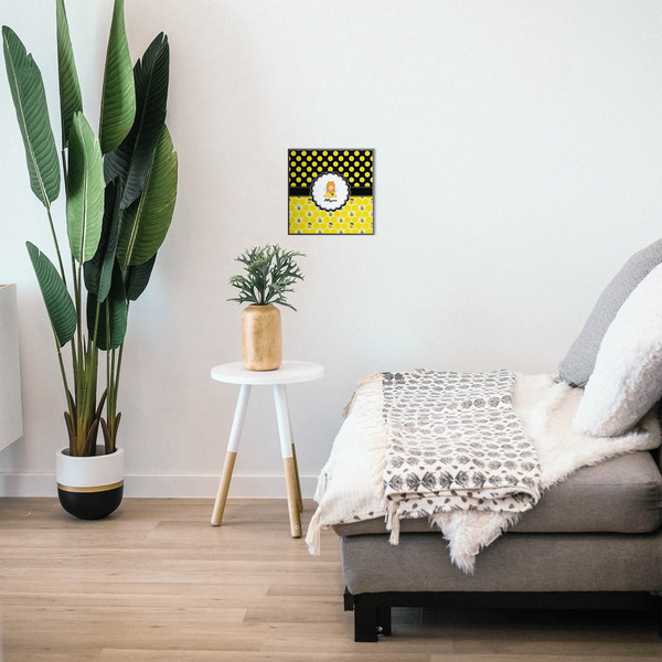 Honeycomb, Bees & Polka Dots 12x12 Wood Print - In Context