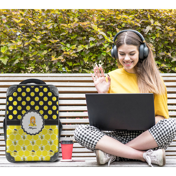 Honeycomb, Bees & Polka Dots 15" Backpack - LIFESTYLE