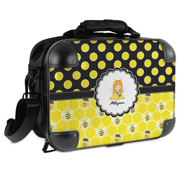 Custom Honeycomb, Bees & Polka Dots Hard Shell Briefcase - 15" (Personalized)