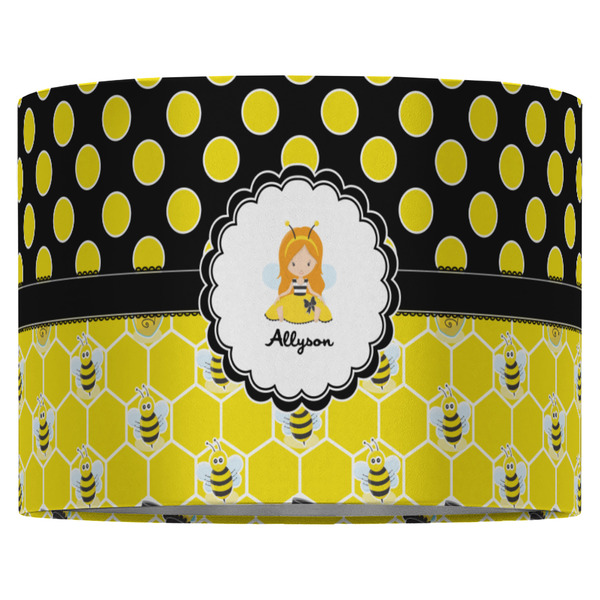 Honeycomb, Bees & Polka Dots 16" Drum Lampshade - FRONT (Fabric)