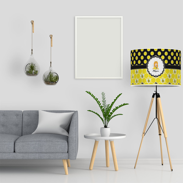 Honeycomb, Bees & Polka Dots 16" Drum Lampshade - LIFESTYLE