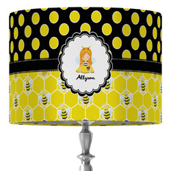 Honeycomb, Bees & Polka Dots 16" Drum Lamp Shade - Fabric (Personalized)