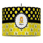 Honeycomb, Bees & Polka Dots 16" Drum Pendant Lamp - Fabric (Personalized)