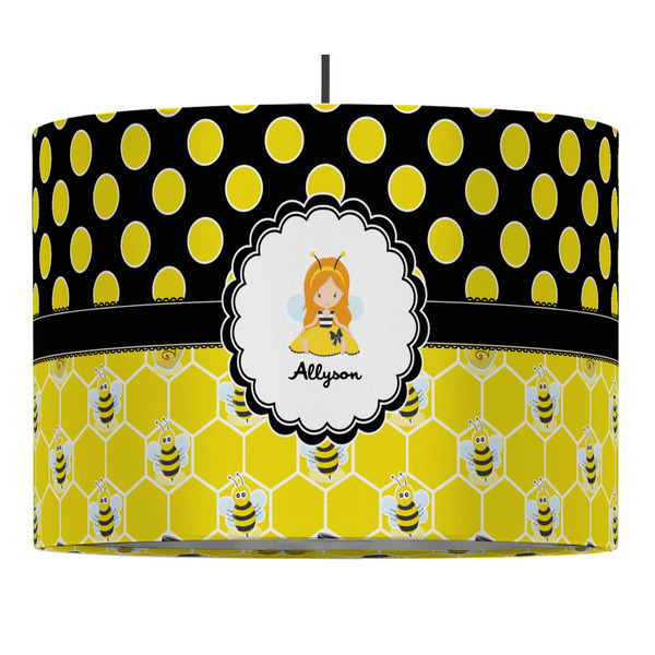 Honeycomb, Bees & Polka Dots 16" Drum Lampshade - PENDANT (Fabric)