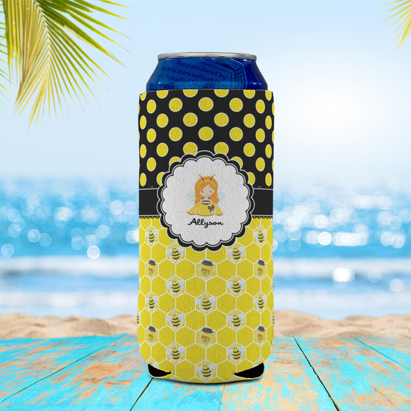 Honeycomb, Bees & Polka Dots 16oz Can Sleeve - LIFESTYLE