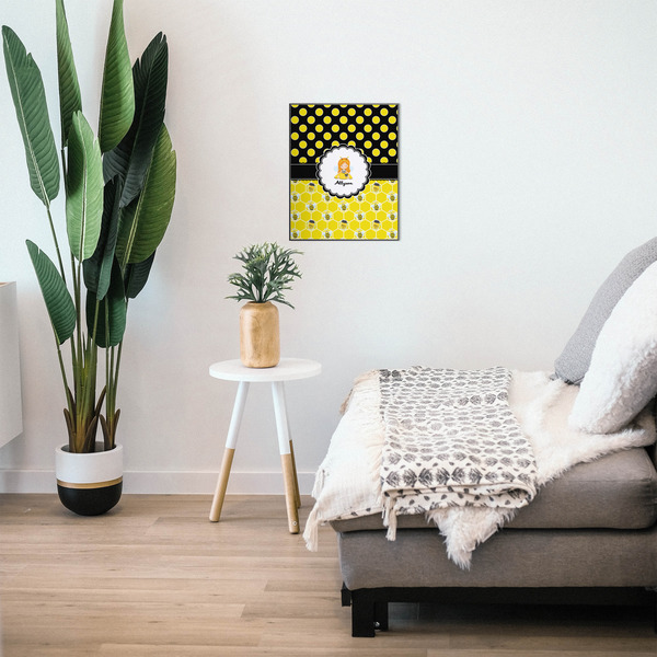 Honeycomb, Bees & Polka Dots 16x20 Wood Print - In Context