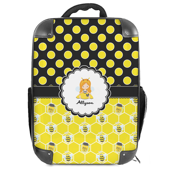 Custom Honeycomb, Bees & Polka Dots 18" Hard Shell Backpack (Personalized)