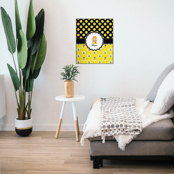 Honeycomb, Bees & Polka Dots 20x24 Wood Print - In Context