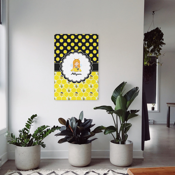 Honeycomb, Bees & Polka Dots 20x30 - Canvas Print - In Context