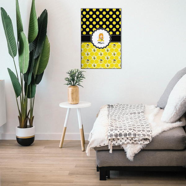 Honeycomb, Bees & Polka Dots 20x30 Wood Print - In Context