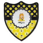 Honeycomb, Bees & Polka Dots Iron On Patch - Shield (Personalized)