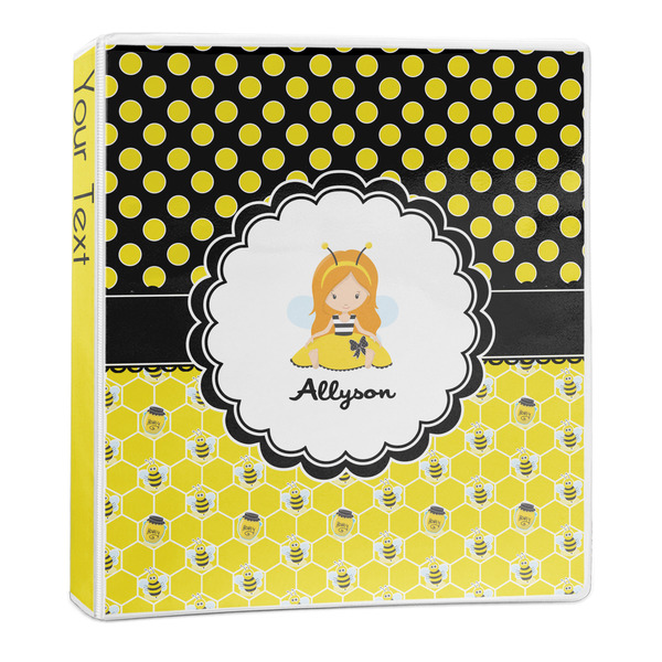 Custom Honeycomb, Bees & Polka Dots 3-Ring Binder - 1 inch (Personalized)