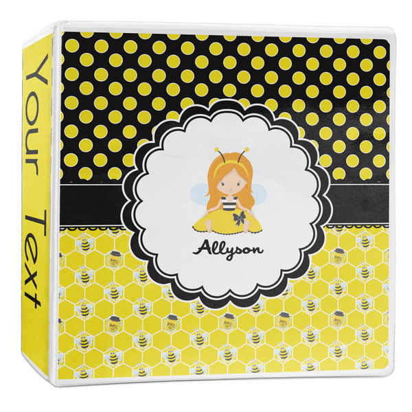 Custom Honeycomb, Bees & Polka Dots 3-Ring Binder - 2 inch (Personalized)