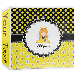 Honeycomb, Bees & Polka Dots 3-Ring Binder - 3 inch (Personalized)