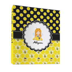 Honeycomb, Bees & Polka Dots 3 Ring Binder - Full Wrap - 1" (Personalized)