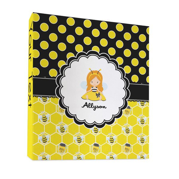 Custom Honeycomb, Bees & Polka Dots 3 Ring Binder - Full Wrap - 1" (Personalized)