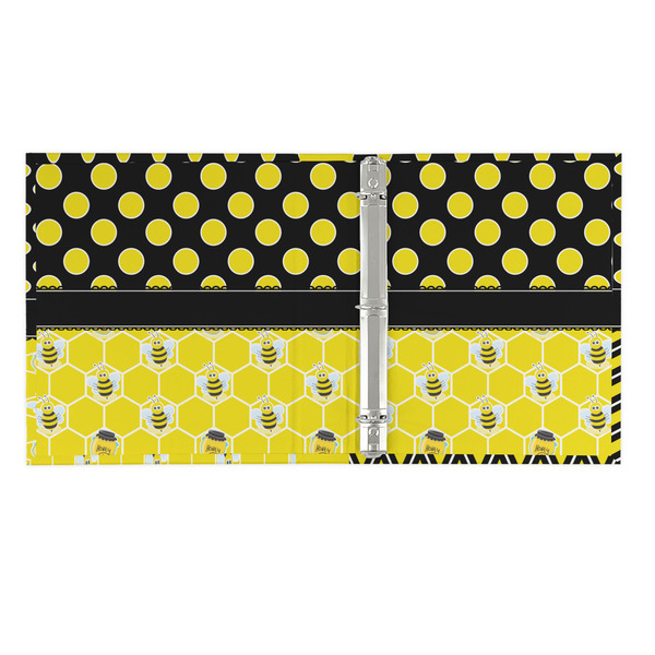 Honeycomb, Bees & Polka Dots 3 Ring Binders - Full Wrap - 1" - OPEN INSIDE
