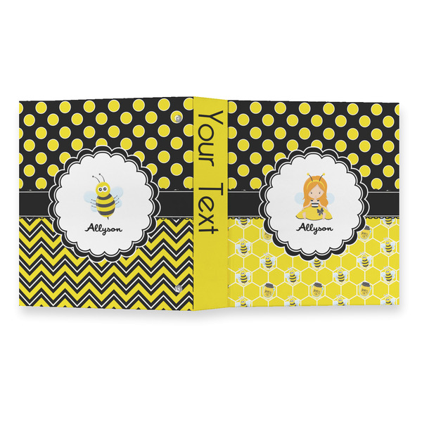 Honeycomb, Bees & Polka Dots 3 Ring Binders - Full Wrap - 1" - OPEN OUTSIDE