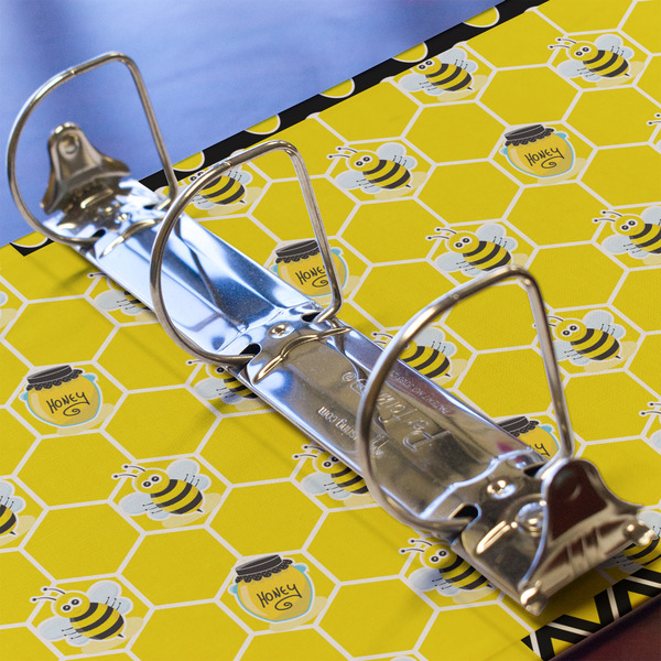 Honeycomb, Bees & Polka Dots 3 Ring Binders - Full Wrap - 2" - DETAIL