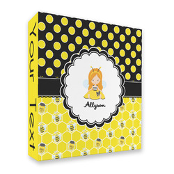 Honeycomb, Bees & Polka Dots 3 Ring Binder - Full Wrap - 2" (Personalized)